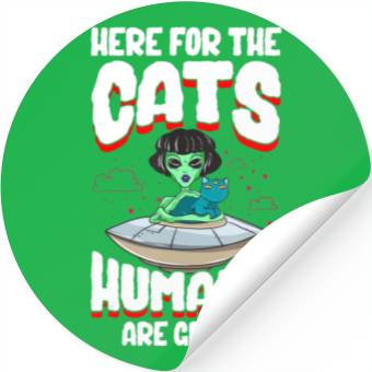 Discover Alien Cat Abductor Halloween Humorous Trick Stickers
