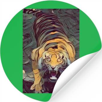 Discover Tiger Color Painted Looking Up Stickers