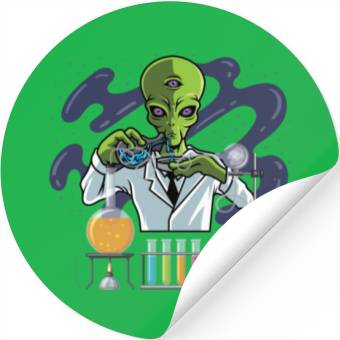 Discover Psychedelic Alien Lab Technician Gift Stickers