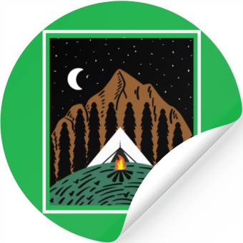 Discover Mountain Night Camper Gift Stickers