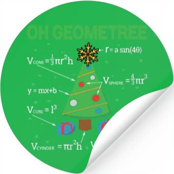 Discover Funny Math Geometry Christmas Tree Teacher Stickers