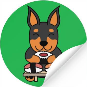 Discover Sushi Lover Doberman Stickers