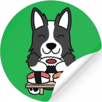 Discover Sushi Lover Border Collie Stickers