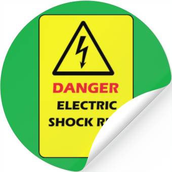 Discover Danger Electrical shock Risk Yellow warning Label Stickers