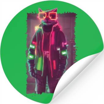 Discover Cyberpunk Cat Stickers