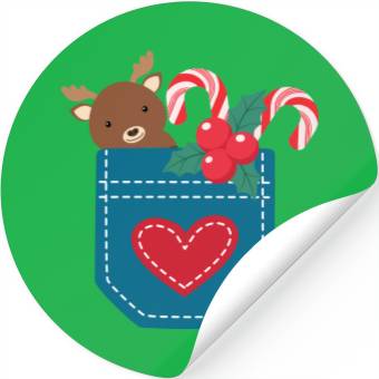 Discover Christmas moose peppermint pocket Stickers