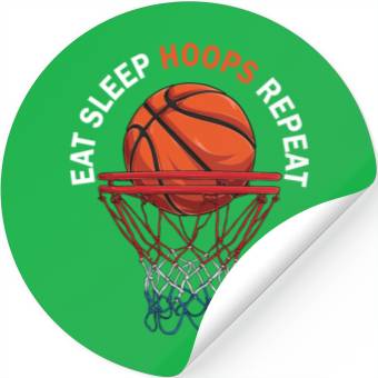 Discover Eat Sleep Hoops Repeat Basketball Stickers