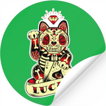 Discover lucky cat Skull Candy Stickers