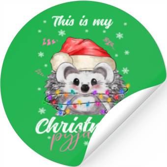 Discover Winter Christmas Pyjama Hedgehog Stickers