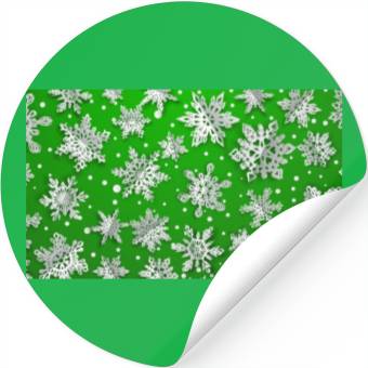 Discover Modern Snowflakes Pattern Green Stickers