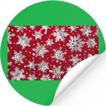 Discover Modern Snowflakes Pattern Red Stickers