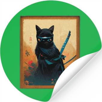 Discover Black Cat Ninja Samurai Stickers