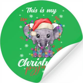 Discover Winter Christmas Pyjama Elephant Stickers