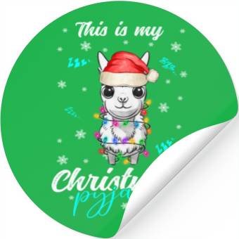 Discover Winter Christmas Pyjama Llama Stickers