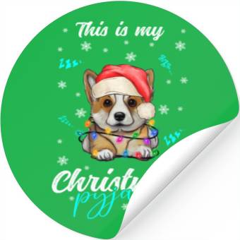 Discover Winter Christmas Pyjama Corgi Stickers