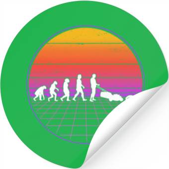 Discover Robotic Lawnmower Evolution Retro Stickers