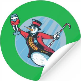 Discover Snowman Snowman Drinking Wine Stickers