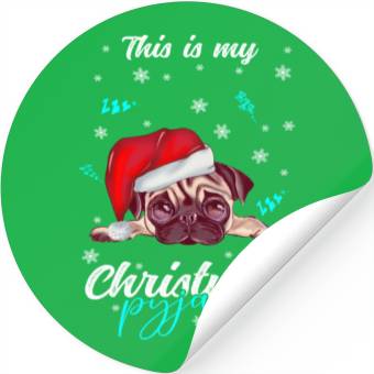 Discover Winter Christmas Pyjama Pug Stickers