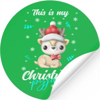 Discover Winter Christmas Pyjama Reindeer Stickers