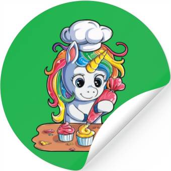 Discover Unicorn Baking Cupcake Stickers