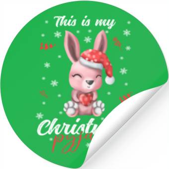 Discover Winter Christmas Pyjama rabbit Stickers