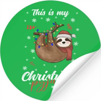 Discover Winter Christmas Pyjama Sloth Stickers