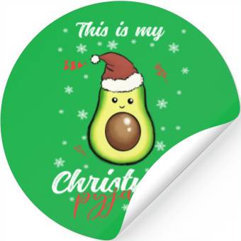 Discover Winter Christmas Pyjama Avocado Stickers