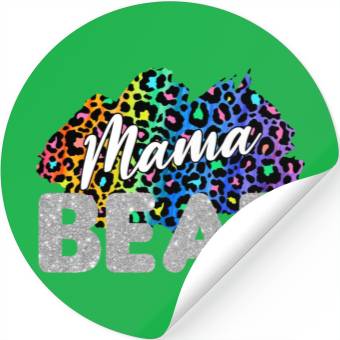 Discover Mama Bear Leopard Silver Glitter Stickers