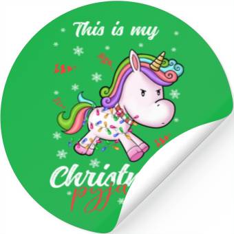 Discover Winter Christmas Pyjama Unicorn Stickers
