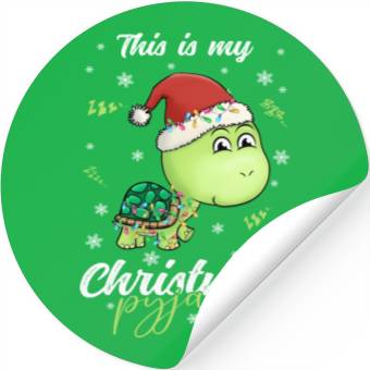 Discover Winter Christmas Pyjama Turtle Stickers