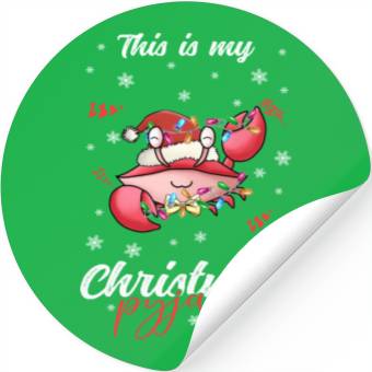Discover Winter Christmas Pyjama Crab Stickers