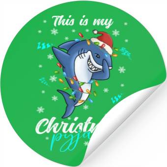 Discover Winter Christmas Pyjama Shark Stickers