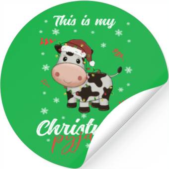 Discover Winter Christmas Pyjama Cow Stickers