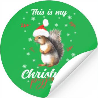 Discover Winter Christmas Pyjama Squirrel Stickers