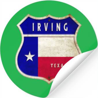 Discover Irving Texas Crest Flag Design Stickers