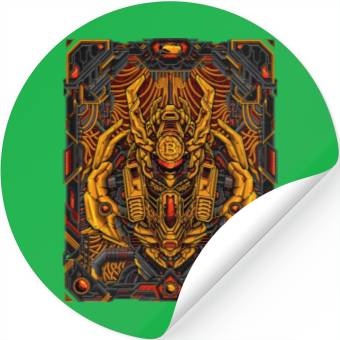 Discover Fiery Mecha Bitcoin Titan Stickers
