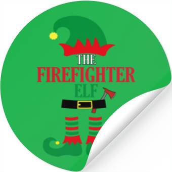Discover the firefighter elf with axe Stickers