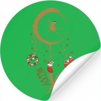 Discover Winter dreamcatcher Christmas Skiing Stickers