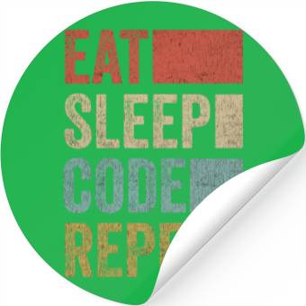 Discover Software Developer Coder Retro Eat Sleep Code Stickers