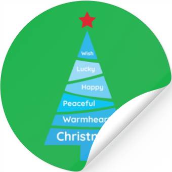 Discover Minimalist Light Blue Christmas Pine Stickers