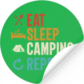Discover Eat Sleep Camping Repeat Camp Funny Stickers