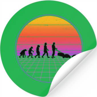 Discover Robotic Lawnmower Evolution Retro Stickers