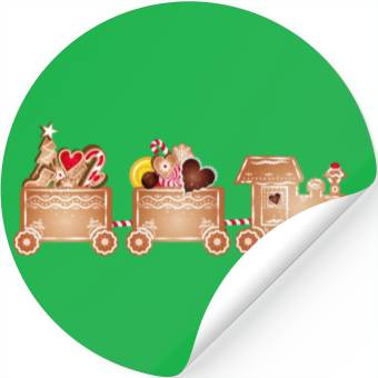 Discover magical gingerbread train for Christmas Stickers