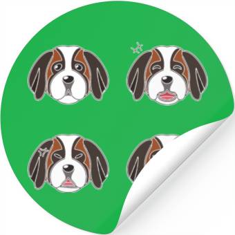 Discover Funny Saint Bernard Dog Cartoon Faces Stickers