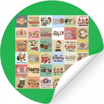 Discover Christmas Patchwork Vintage Pattern Stickers