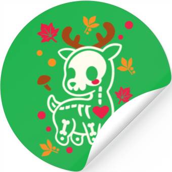 Discover deer leaves skeleton Stickers
