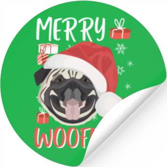 Discover Pug Merry Christmas Stickers
