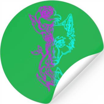 Discover Wolf and Rose Stickers