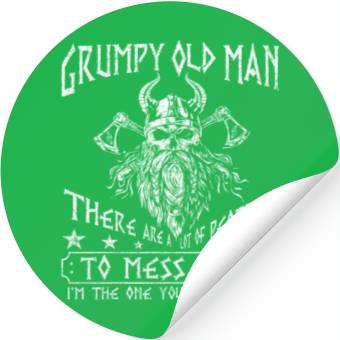 Discover Grumpy Old Man Warrior Skull Viking Stickers