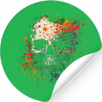 Discover Ink Splatter Skull Stickers